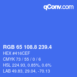 カラーコード: RGB 65 108.8 239.4 | qconv.com