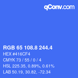 カラーコード: RGB 65 108.8 244.4 | qconv.com