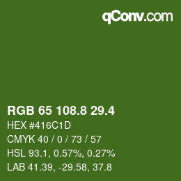 カラーコード: RGB 65 108.8 29.4 | qconv.com