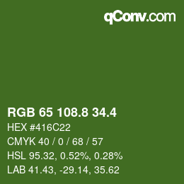 カラーコード: RGB 65 108.8 34.4 | qconv.com