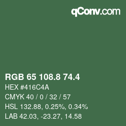 カラーコード: RGB 65 108.8 74.4 | qconv.com