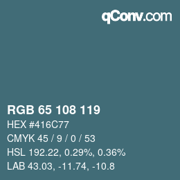 Farbcode: RGB 65 108 119 | qconv.com