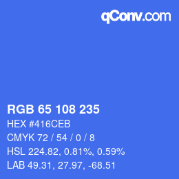 Code couleur: RGB 65 108 235 | qconv.com