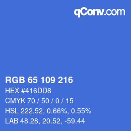 Farbcode: RGB 65 109 216 | qconv.com