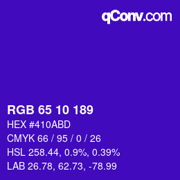 Color code: RGB 65 10 189 | qconv.com