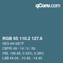 カラーコード: RGB 65 110.2 127.6 | qconv.com