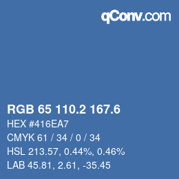 カラーコード: RGB 65 110.2 167.6 | qconv.com