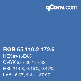 カラーコード: RGB 65 110.2 172.6 | qconv.com