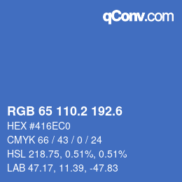 カラーコード: RGB 65 110.2 192.6 | qconv.com