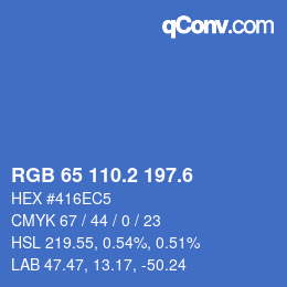 カラーコード: RGB 65 110.2 197.6 | qconv.com