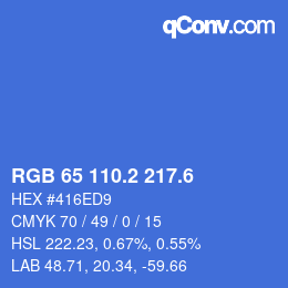 カラーコード: RGB 65 110.2 217.6 | qconv.com