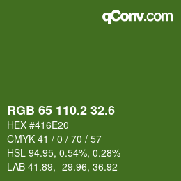 カラーコード: RGB 65 110.2 32.6 | qconv.com