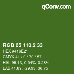 カラーコード: RGB 65 110.2 33 | qconv.com