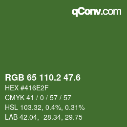 カラーコード: RGB 65 110.2 47.6 | qconv.com