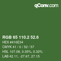 カラーコード: RGB 65 110.2 52.6 | qconv.com