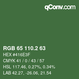 カラーコード: RGB 65 110.2 63 | qconv.com