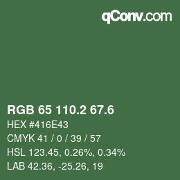 カラーコード: RGB 65 110.2 67.6 | qconv.com