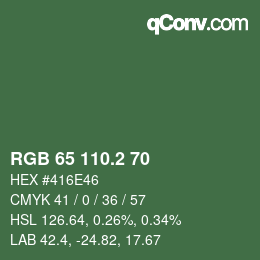 カラーコード: RGB 65 110.2 70 | qconv.com