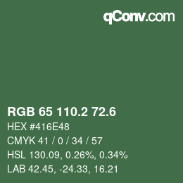 カラーコード: RGB 65 110.2 72.6 | qconv.com