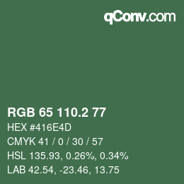 カラーコード: RGB 65 110.2 77 | qconv.com