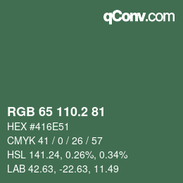 カラーコード: RGB 65 110.2 81 | qconv.com