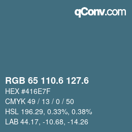 カラーコード: RGB 65 110.6 127.6 | qconv.com