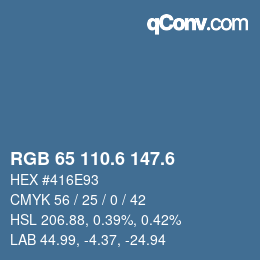 カラーコード: RGB 65 110.6 147.6 | qconv.com