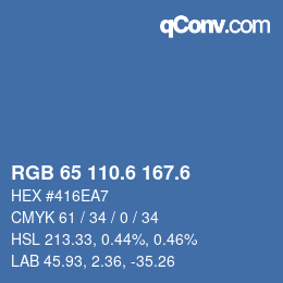 カラーコード: RGB 65 110.6 167.6 | qconv.com