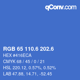 カラーコード: RGB 65 110.6 202.6 | qconv.com