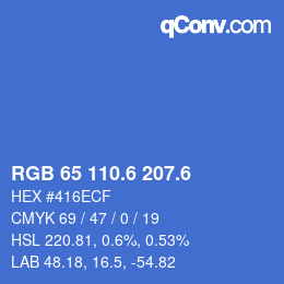 カラーコード: RGB 65 110.6 207.6 | qconv.com