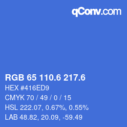 カラーコード: RGB 65 110.6 217.6 | qconv.com
