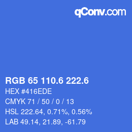 カラーコード: RGB 65 110.6 222.6 | qconv.com