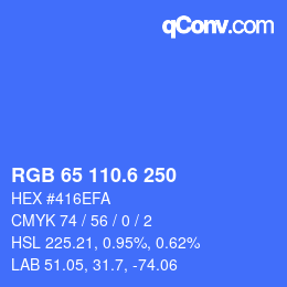 カラーコード: RGB 65 110.6 250 | qconv.com