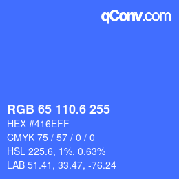 カラーコード: RGB 65 110.6 255 | qconv.com