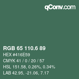 カラーコード: RGB 65 110.6 89 | qconv.com