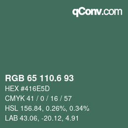 カラーコード: RGB 65 110.6 93 | qconv.com