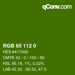 Color code: RGB 65 112 0 | qconv.com