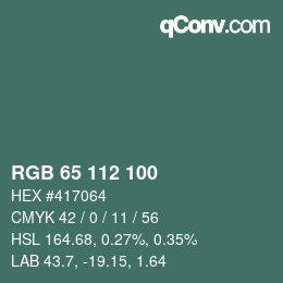 Color code: RGB 65 112 100 | qconv.com