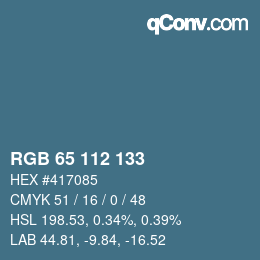 颜色代码: RGB 65 112 133 | qconv.com