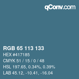 颜色代码: RGB 65 113 133 | qconv.com