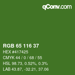 Farbcode: RGB 65 116 37 | qconv.com