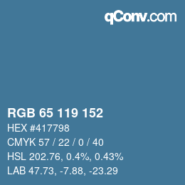 Color code: RGB 65 119 152 | qconv.com