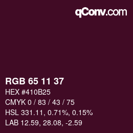 Color code: RGB 65 11 37 | qconv.com