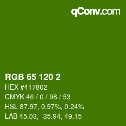颜色代码: RGB 65 120 2 | qconv.com