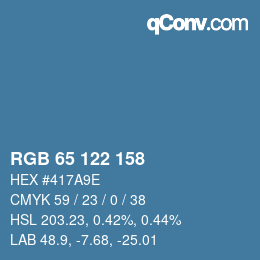 カラーコード: RGB 65 122 158 | qconv.com
