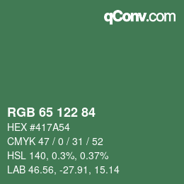 Color code: RGB 65 122 84 | qconv.com