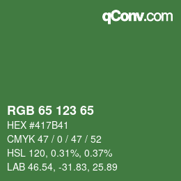 Color code: RGB 65 123 65 | qconv.com