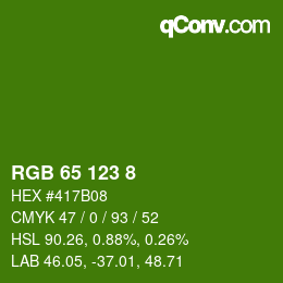 カラーコード: RGB 65 123 8 | qconv.com