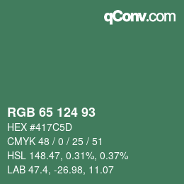 颜色代码: RGB 65 124 93 | qconv.com