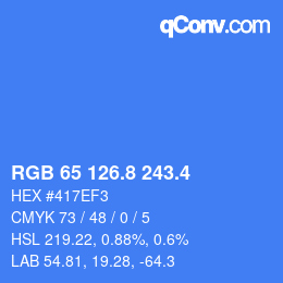 カラーコード: RGB 65 126.8 243.4 | qconv.com